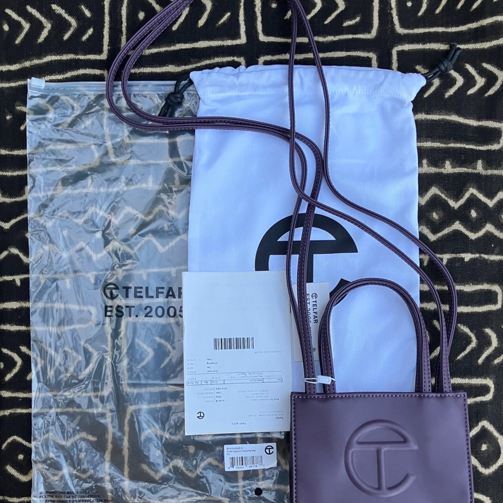 Authentic TELFAR Small Shopping Bag Tote Eggplant (Dark Purple) *NEW*